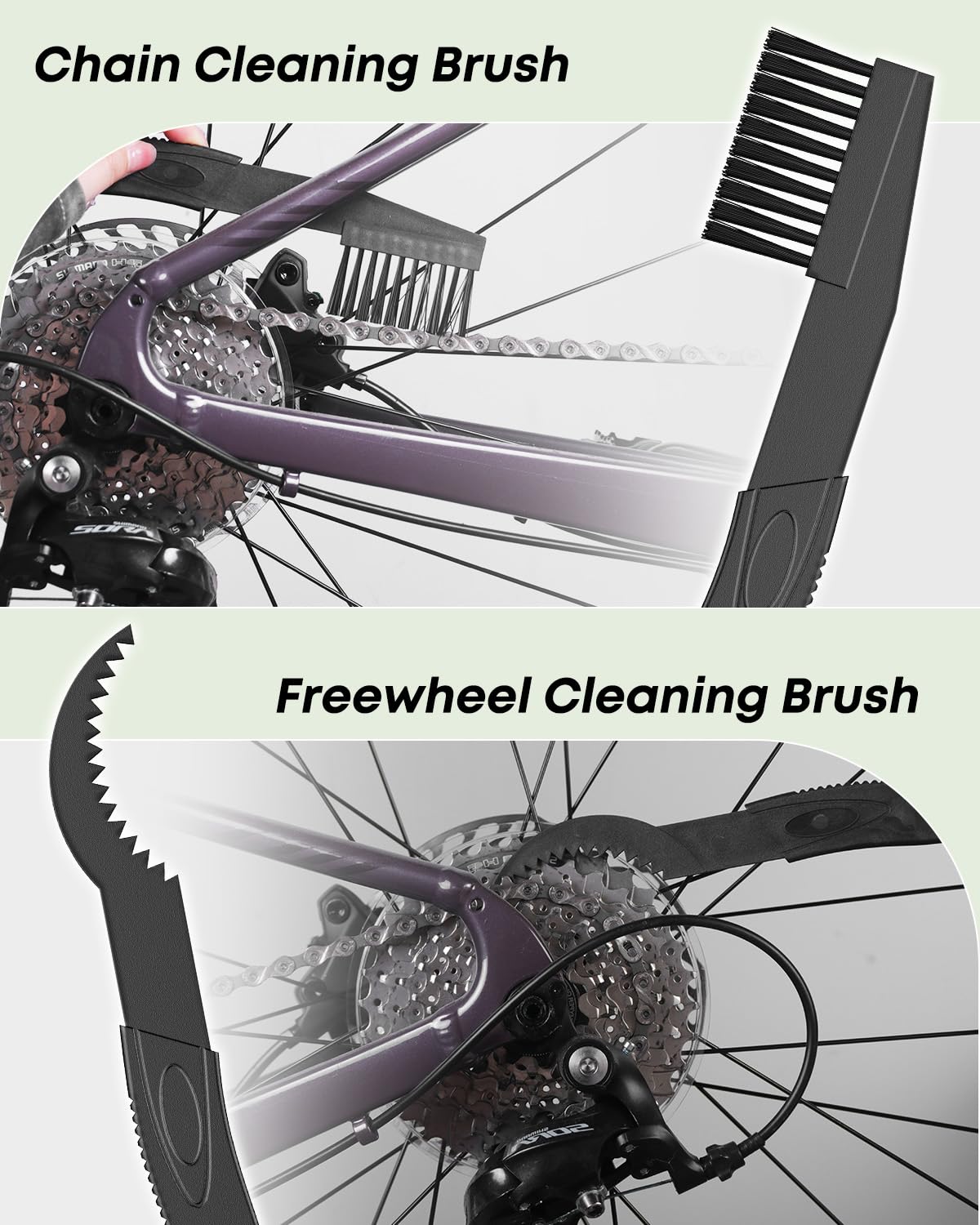 Pawfly Bike Single Speed Freewheel Removal Tool with Sprocket & Chain Cleaning Brushes, 4 Notch Sprocket Puller Tool, BMX Bicycle Freewheel Remover, One-Speed Freewheel Disassembly Tool, Silver