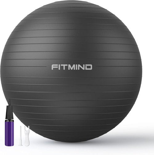 FITMIND Extra Thick Yoga Ball - Anti-Burst Stability Ball for Workout & Pregnancy | 22in/26in/30in with Pump