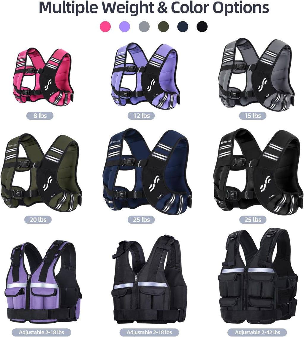 Sportneer Weighted Vest - Adjustable 8lb to 25lb for Women | Ideal for Running, Walking & Strength Training
