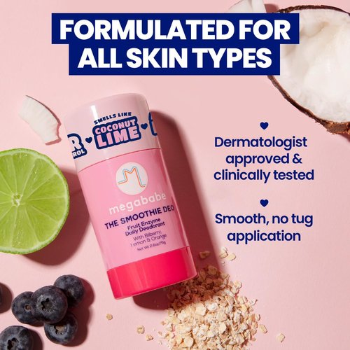 Megababe Daily Deodorant - 72-Hour Odor Protection with Coconut & Fruit Enzymes | Aluminum-Free, All Natural | 2.6 oz