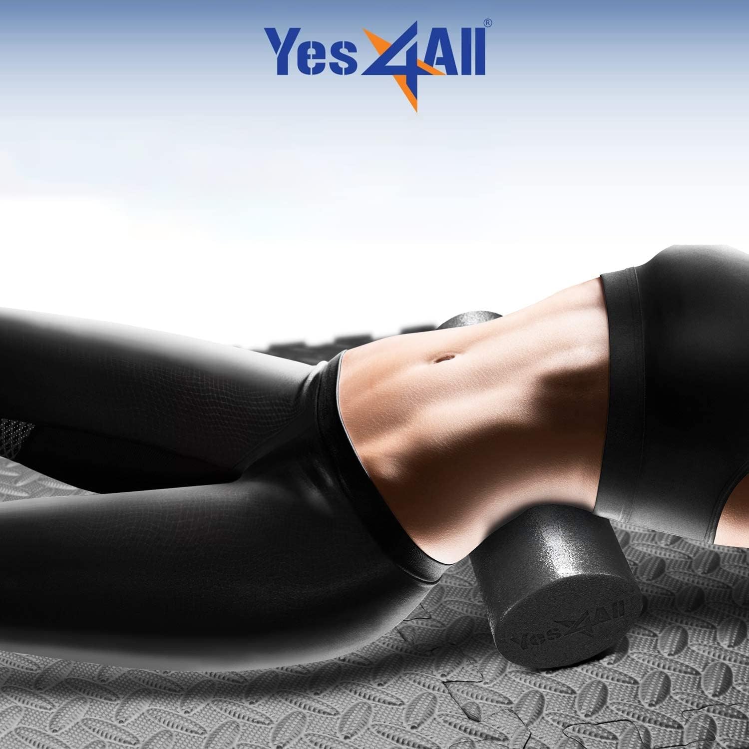 Yes4All Medium Firm Round PE Foam Roller - Ideal for Pilates, Yoga & Core Exercises | 12, 18, 24, 36 Inches