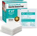 General Medi Sterile Gauze Pads - Individually Wrapped 4" x 4" Wound Care for Cuts & Burns | 50 Packs (100 Total)