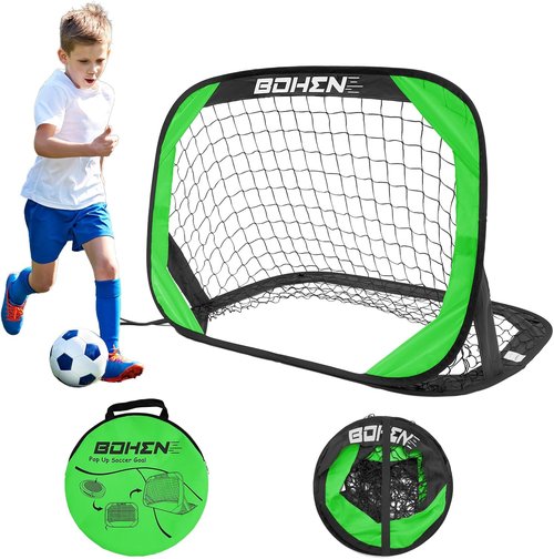 BOHEN Pop Up Soccer Goals for Kids - Foldable Portable Soccer Net for Outdoor & Indoor Play (3.3x2.2FT)
