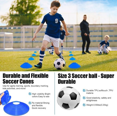 Kids Soccer Goals - 2 Pack Portable Pop-Up Nets with Ball & Cones | Complete Training Kit for Ages 3-14