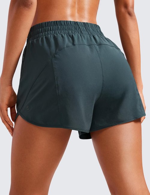 CRZ YOGA Dolphin Athletic Shorts for Women 3" - High Waisted Quick Dry for Running Workout Gym Track with Zip Pocket