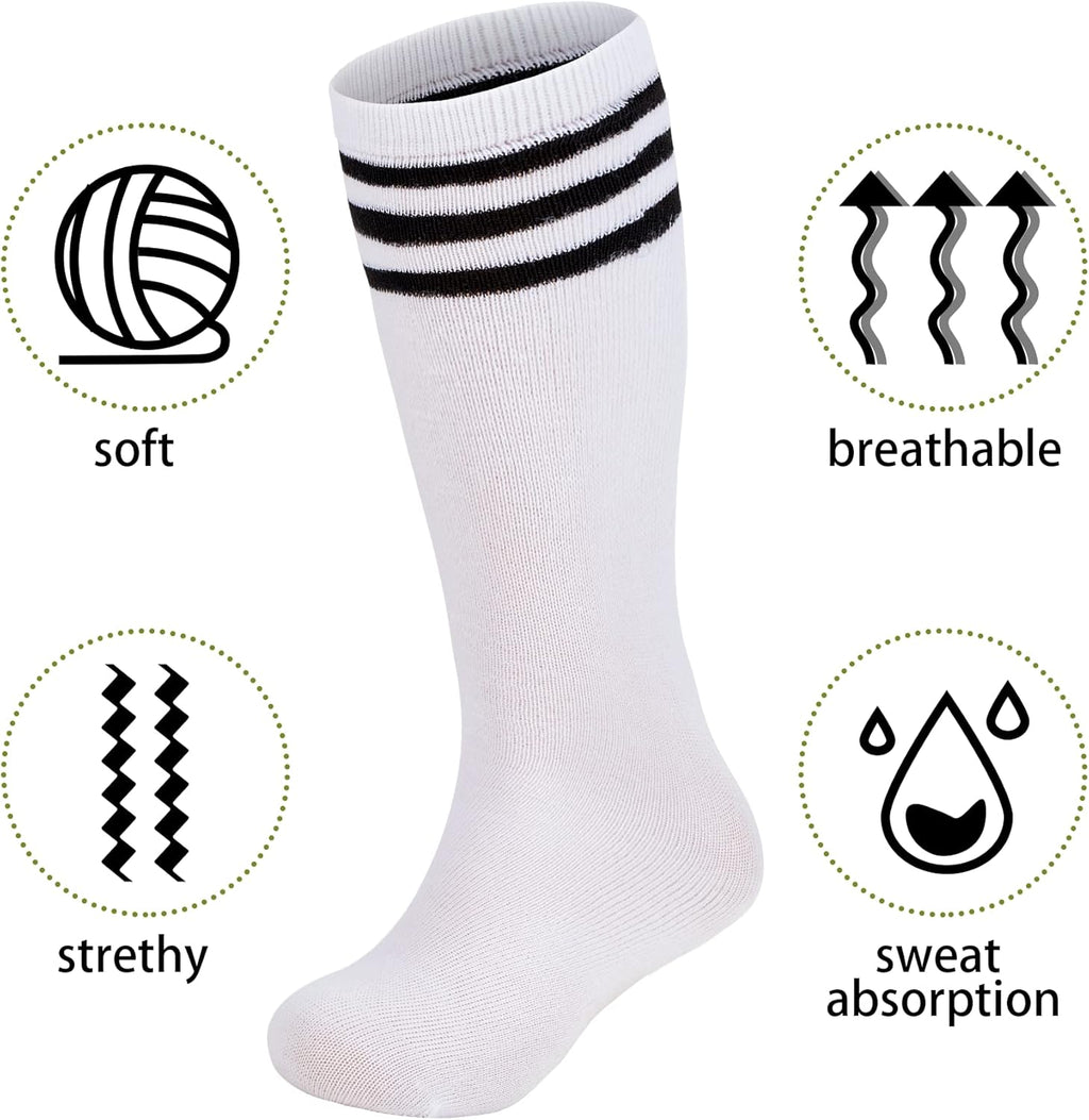 Zando Kids Soccer Socks - 4 Pairs of Knee High Athletic Socks for Boys & Girls