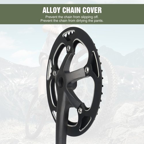 WEEROCK E-Bike/Bicycle Crankset 1 PSC 48T Steel Charing, Alumininum Alloy Single Cover and 170mm Arm Crank Set, Compatible with Single Speed Bicycle and 6/7/8/9 Speeds Bicycles, MTB, Road Bike, Black