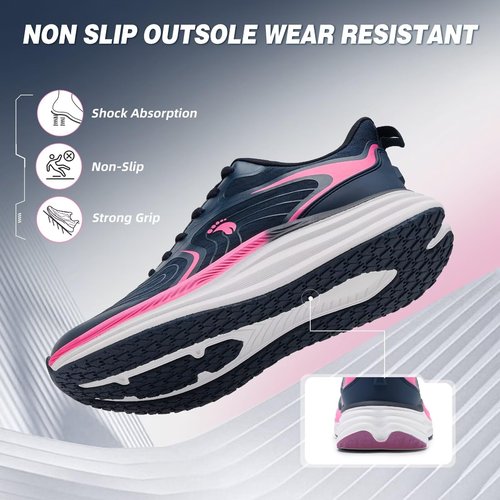 Women's Orthopedic Slip On Wide Road Running Shoes: Comfort Plantar Fasciitis Hammer Toes Arch Support Neuropathy Walking Shoes, High Arch Biking Leisure Trail Sneakers Rose Size 7.5