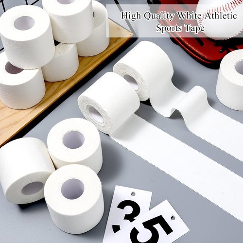 Hoolerry Athletic Sports Tape - 12 Rolls of 130 Yards, Easy Tear, No Sticky Residue - 2 Inch, White