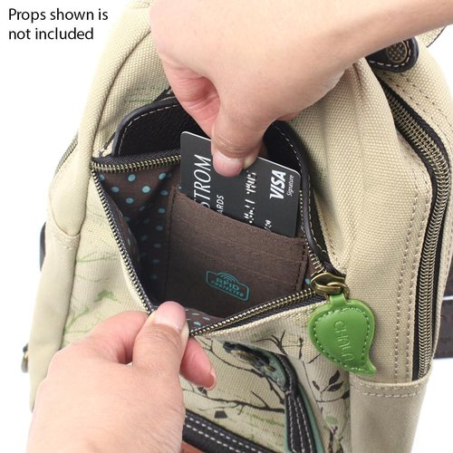 CHALA Canvas Sling Bag Women RFID Protected Canvas Crossbody Backpack with Adjustable Strap (Bird - Sand)