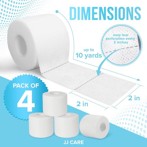 JJ CARE Soft Surgical Tape - Latex-Free Cloth Medical Tape for First Aid | 2” x 10 Yards, Pack of 4