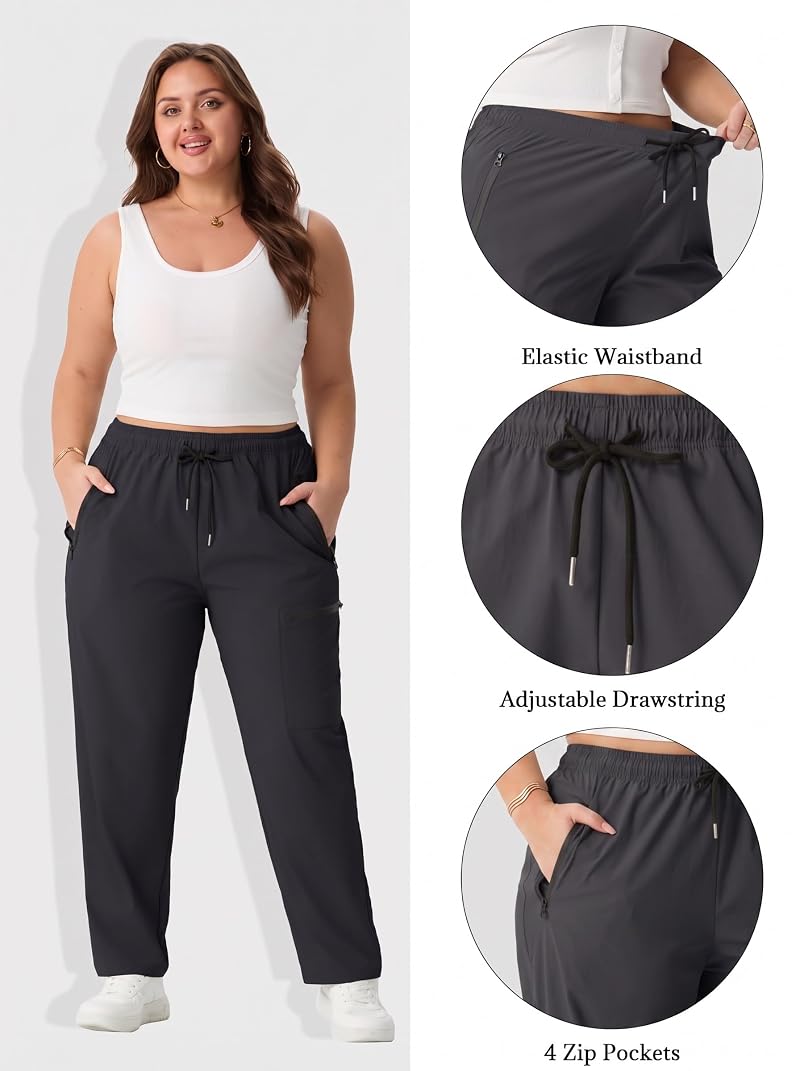 Plus Size Hiking Pants with Quick-Dry, Water Resistant & UPF 50+ - Black 3X