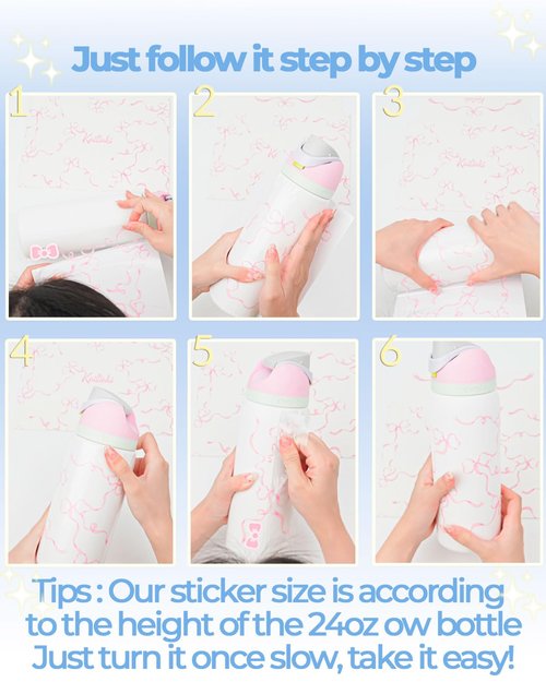 Kaitiaki Bows Stickers for Custom Owala Accessories - Cute Tumbler Decals, Fits 24oz Urban Outfitters Owala Bottles (Bubble Bliss Bow, Blue)