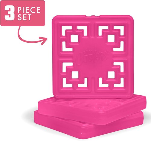 Cool Coolers Large Fashion Ice by Fit & Fresh, 3pk Ice Blocks for Lunchboxes, Quick Freeze, Space Saving, Stylish Reusable Freezer Packs for Coolers, Hot Pink