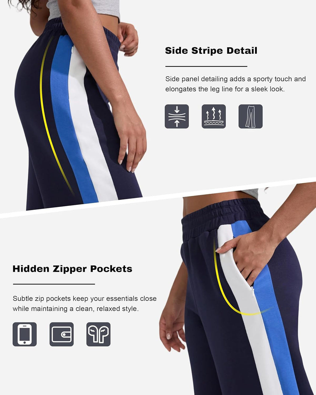 Skiennix Women's Wide Leg Sweatpants - High Waisted Cotton Track Pants with Pockets, Baggy Fit