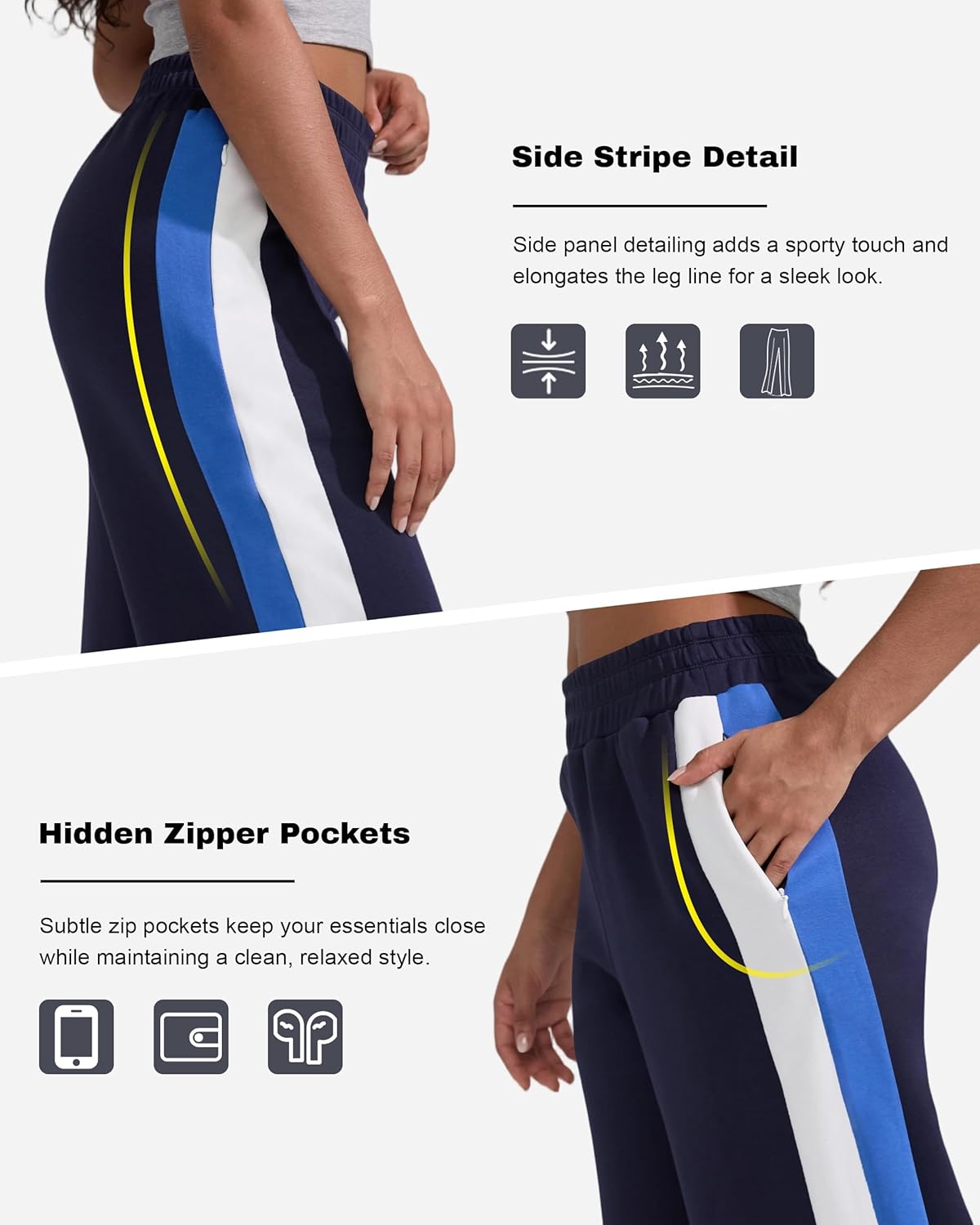 Skiennix Women's Wide Leg Sweatpants - High Waisted Cotton Track Pants with Pockets, Baggy Fit