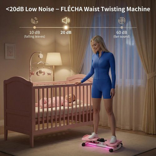 FLÉCHA Waist Twister Machine Exercise, Ab Workout Equipment, Waist Twisting Exercise Board with Digital Counter, Tracks Time Twists Calories, Non-Slip Core Trainer, 300 lb Capacity, Twist Board with Sweat Belt & Virtual Workout Plan, Resistance Bands, Pin