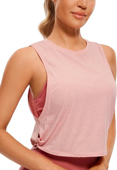 CRZ YOGA Pima Cotton Tank Top for Women - Loose Fit Sleeveless Athletic Shirt for Yoga & Gym