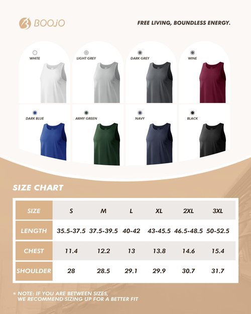 BOOJO 5 Pack Tank Tops Men - Quick Dry Moisture Wicking Summer Workout Muscle Sleeveless Shirts for Gym Beach Running