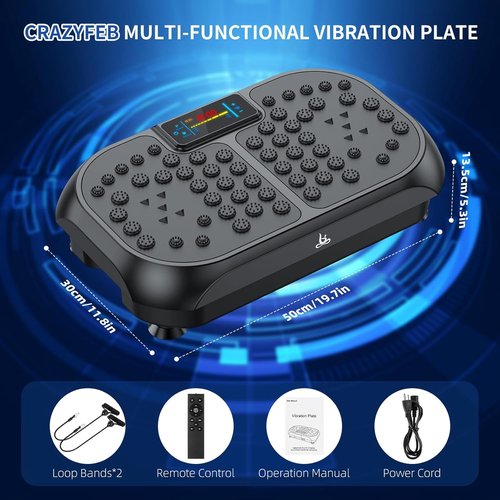 CrazyFeb Vibration Plate - Whole Body Exercise Machine for Lymphatic Drainage & Weight Loss | High-Intensity Fitness Equipment