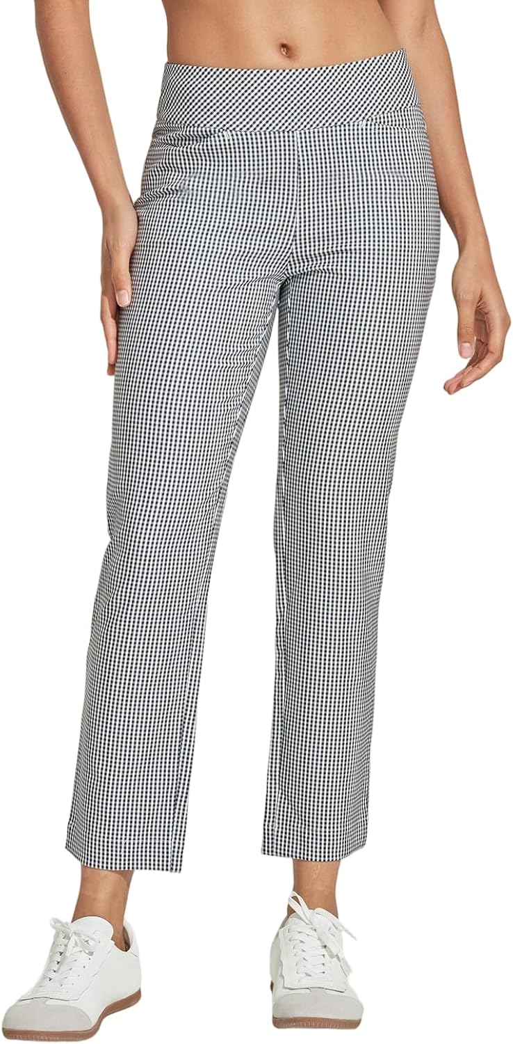 Skiennix Women's Golf Plaid Pants - Stretchy Casual Ankle Pants with Pockets | Ideal for Travel & Lounge