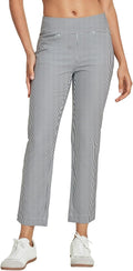 Skiennix Women's Golf Plaid Pants - Stretchy Casual Ankle Pants with Pockets | Ideal for Travel & Lounge