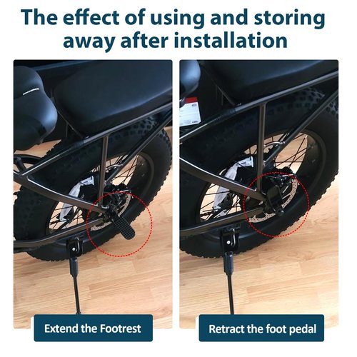 1 Pair Universal Folding Bikes Rear Foot Pegs, Adjustable Passenger Footrest for Bicycle Rear Rack, Compatible with Adult Electric Bikes and Mountain Bikes（Black）