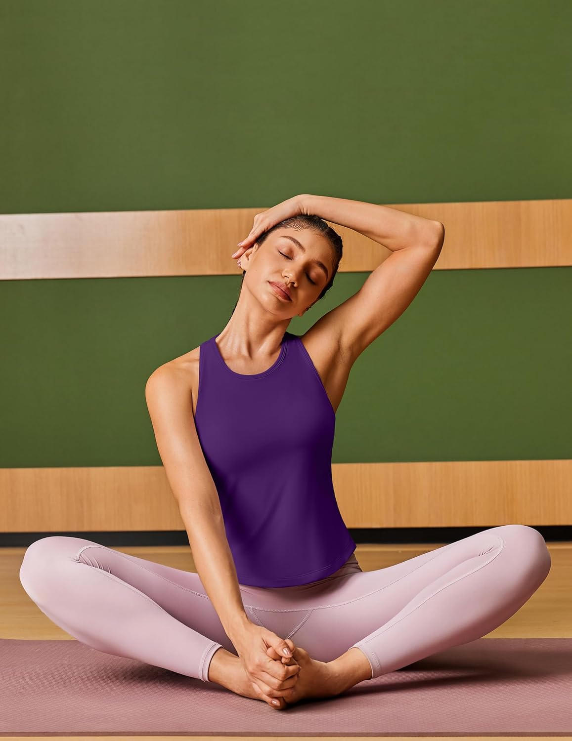PINSPARK Workout Tops for Women - Racerback Tank with Built-In Bra | Padded Athletic Yoga Shirt