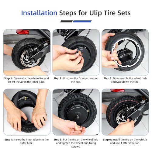 Ulip 100/65-6.5 scooter vacuum tire with 90/65-6.5 inner tube for VSETT 11+ Zero 11X Dualtron for 11 Inch Electric Scooter Tubeless Tire front rear wheels (1 tire and 1 inner tube)