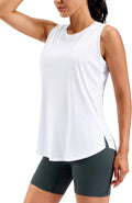 SANTINY Women's Lightweight Sleeveless Workout Tank Top - Athletic Yoga & Tennis Shirt (White, Large)