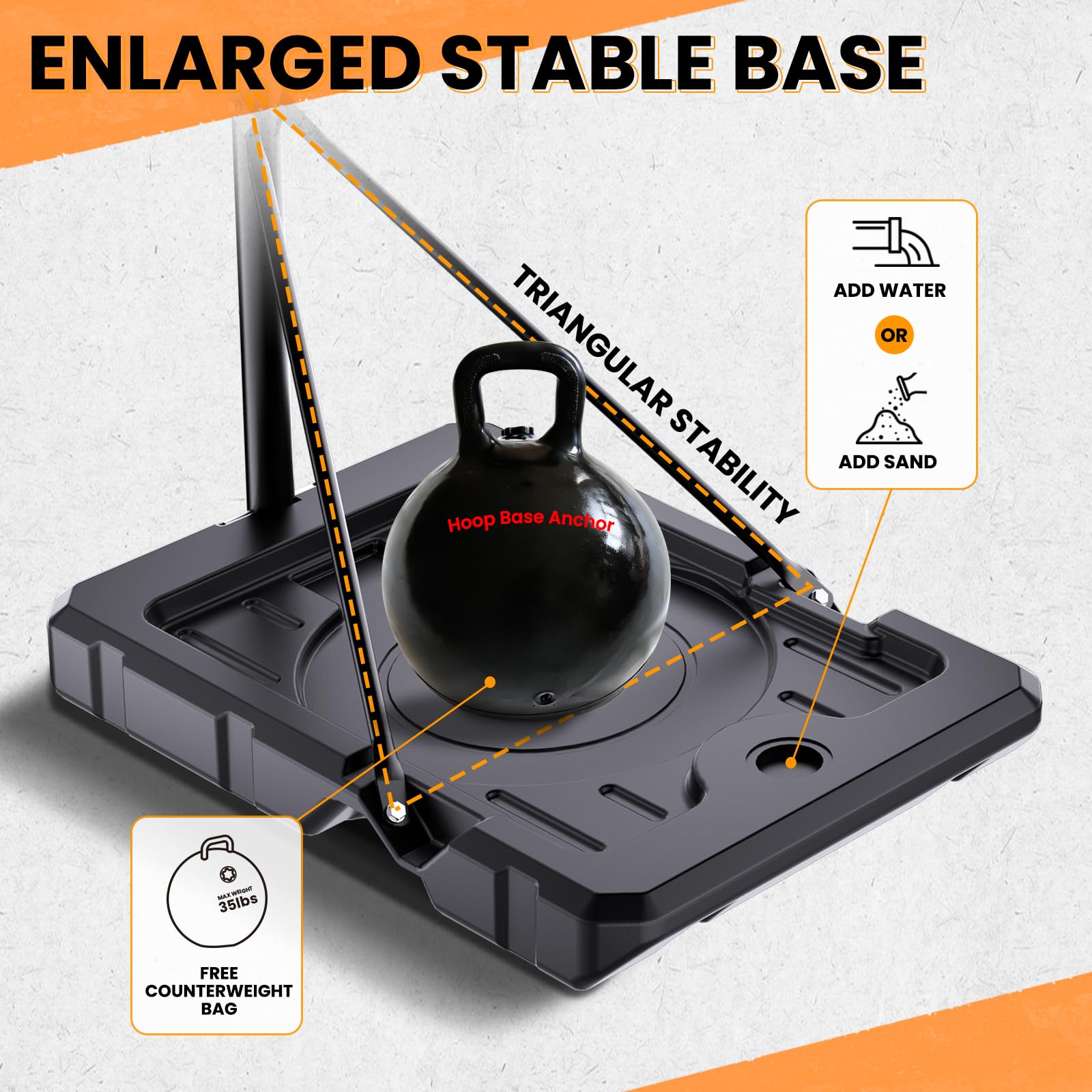 Portable Basketball Hoop for Kids & Teens, 4.1–8.5FT Adjustable Height, 32'' Shatterproof Backboard, Fillable Base with Weight Bag, Outdoor Goal for Backyard & Driveway(Black)