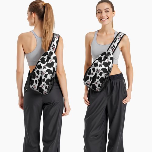 Wakasui Cow Crossbody Sling Backpack Mini Water Resistant Sling Bag with Adjustable Chest Strap Backpack for Outdoor Hiking Cycling Sports– Cow Lover Gifts For Woman