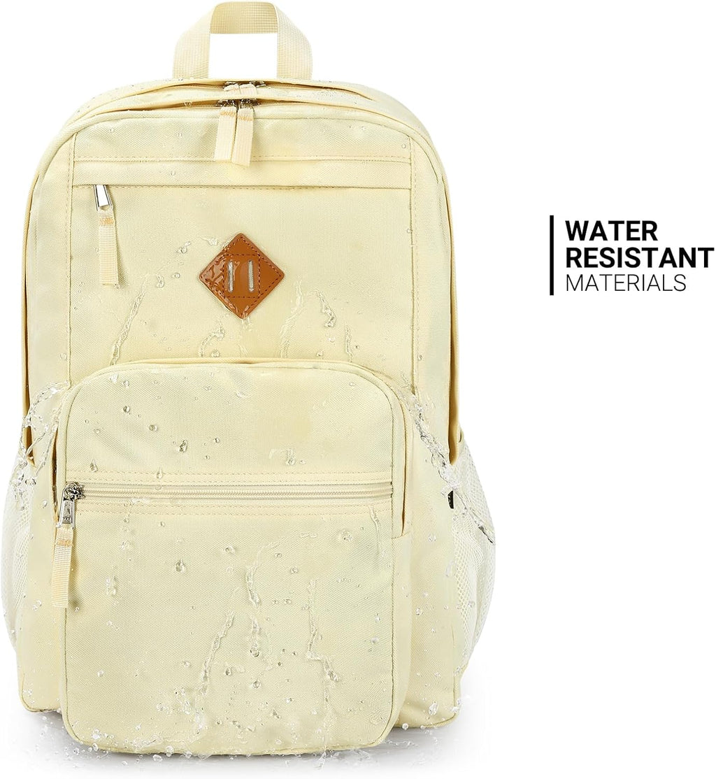 ZORFIN 26L Water Resistant Backpack for College and Travel - Stylish Beige Bookbag