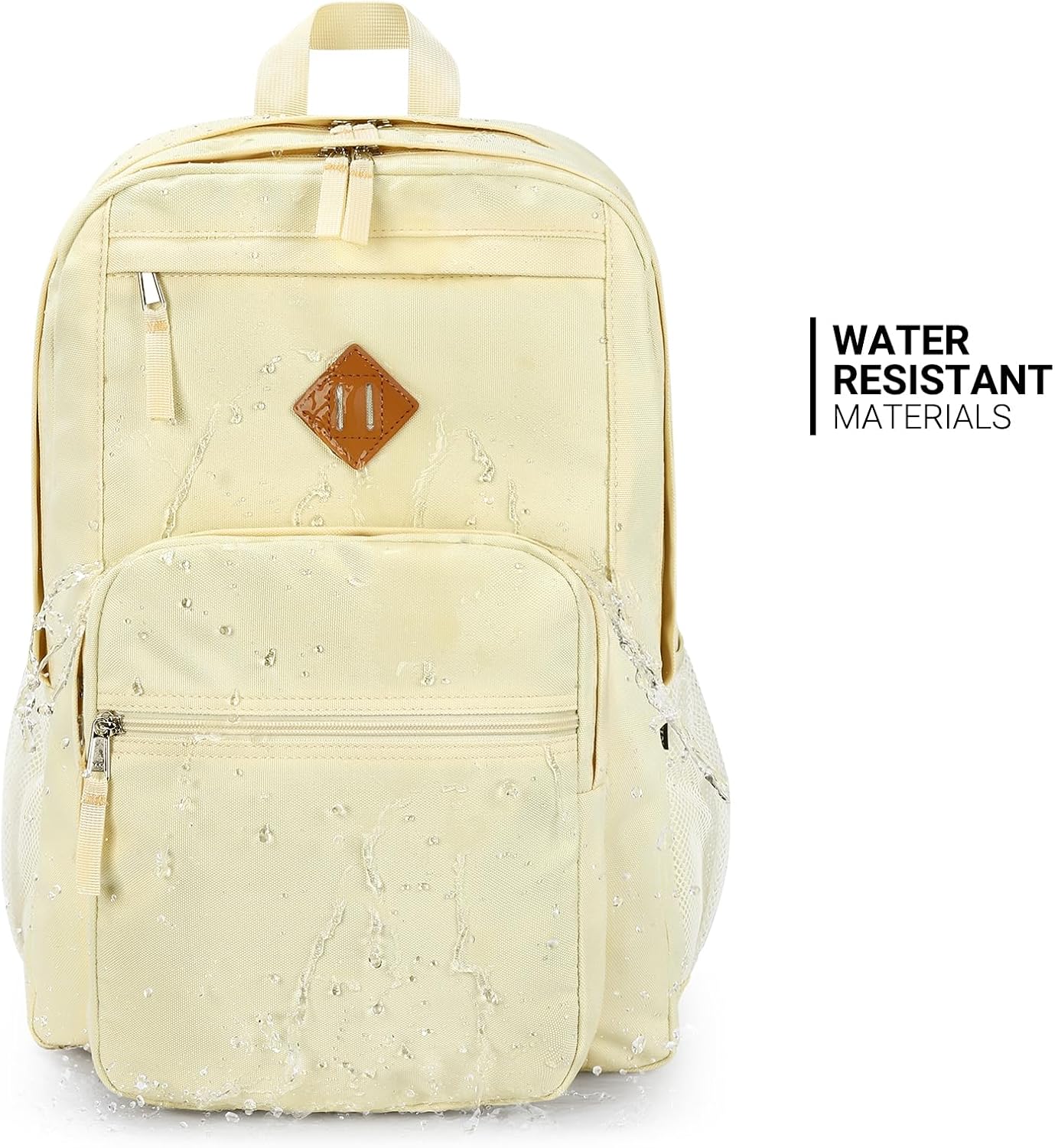 ZORFIN 26L Water Resistant Backpack for College and Travel - Stylish Beige Bookbag