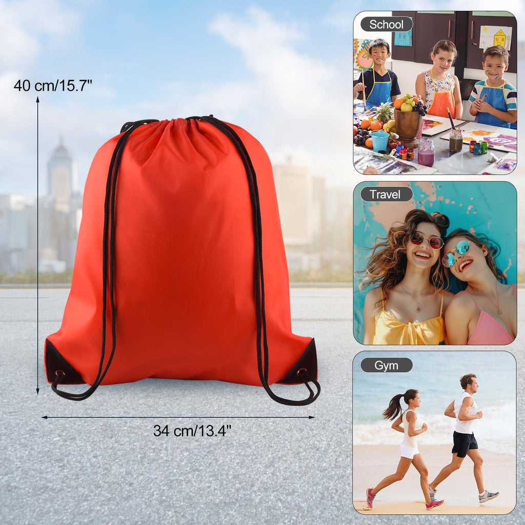 PLULON 2Pcs Drawstring Bags Bulk, Drawstring Backpack Pink Red String Backpack Cinch Sack Sport Gym Backpack Bags for Yoga Traveling Outdoor Sports