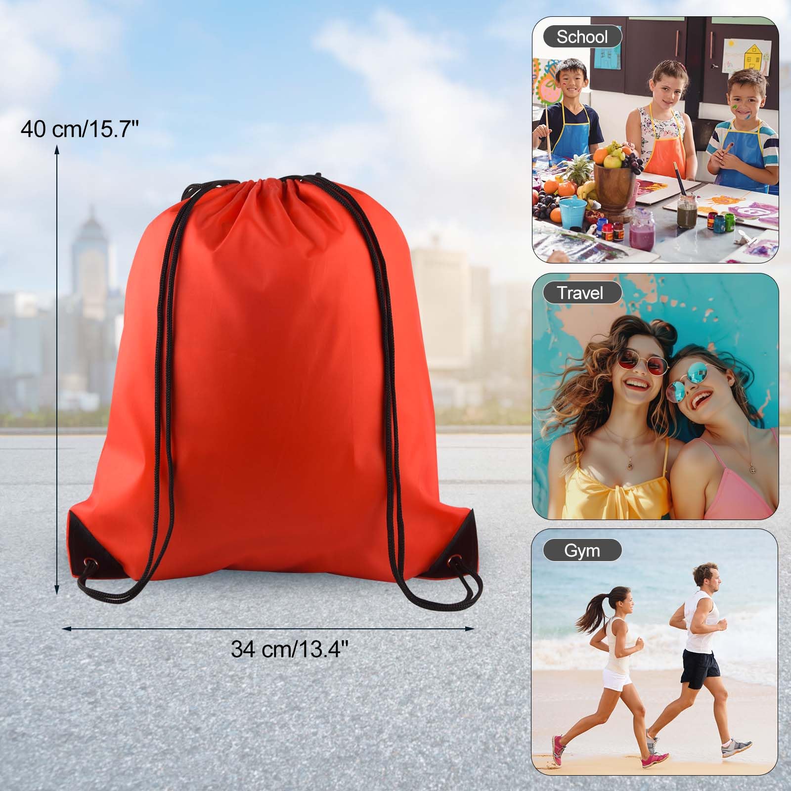 PLULON 2Pcs Drawstring Bags Bulk, Drawstring Backpack Pink Red String Backpack Cinch Sack Sport Gym Backpack Bags for Yoga Traveling Outdoor Sports