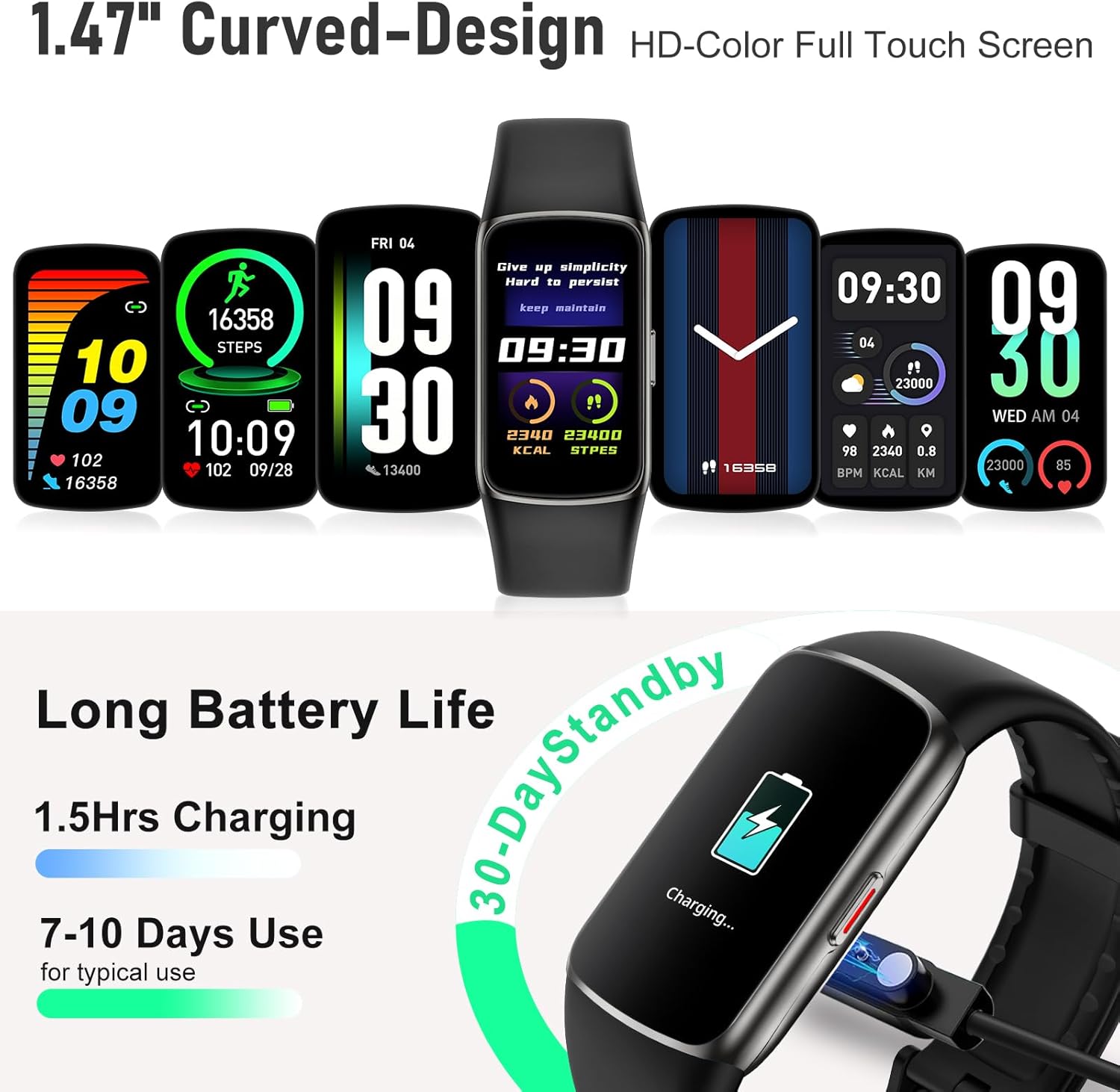Skiennix Fitness Tracker - 24/7 Heart Rate & Blood Oxygen Monitor | IP68 Waterproof, 123 Sports Modes