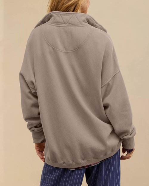 Gacaky Oversized Women's Sweatshirt - Casual Long Sleeve Button Henley Neck Pullover Top