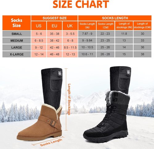 SNOW DEER Heated Socks,Upgraded 7.4V Rechargeable Battery Electric Socks for Men Women,Winter Cold Weather Warm Socks for Huting Fishing Camping Hiking Skiing Foot Warmer (M)