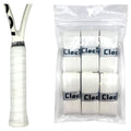 Clocime Anti Slip Tennis Overgrip, Racket Grip Tape for Tennis, Padel, Badmintion, Pickleball Racket, 6-Pack (White-T)