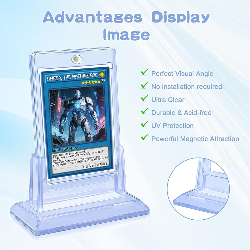 5ct Magnetic Trading Card Holder with 5 Card Stand - 35pt Acrylic Display Case, UV & Magnetic Seal Protection - MTG, Baseball & Sports Cards (Variation: 5 Card Holder + 5 Stand)