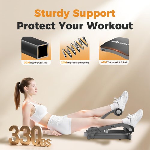 Ab Machine,Sit Up Exercise Equipment& Core Machine, Workout Equipment,Adjustable Ab Trainer with 3 Resistance Levels and Removable Auxiliary Handle,Home Gym Fitness Equipment for All Ages Grey