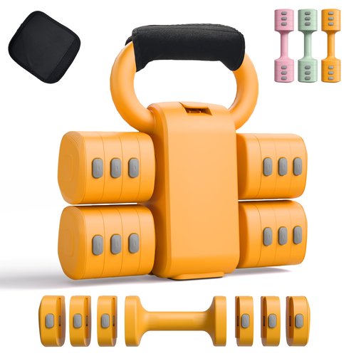 2-in-1 Adjustable Dumbbell Set for Women - 4 Levels (2.2lbs to 12.1lbs) - Home Gym Weights for Women at Home - Fitness Dumbbells