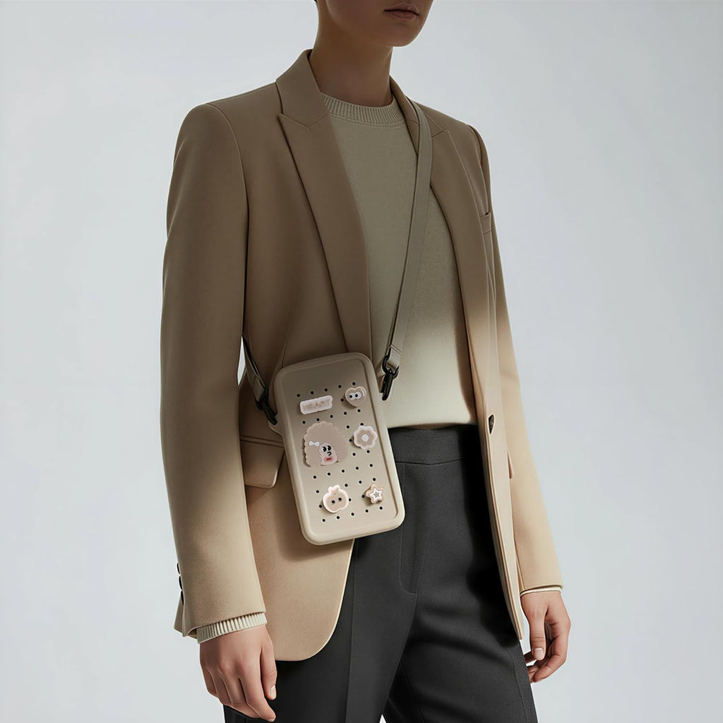 Skiennix Silicone Crossbody Bag - Waterproof & Lightweight Phone Purse with Adjustable Strap | Beige