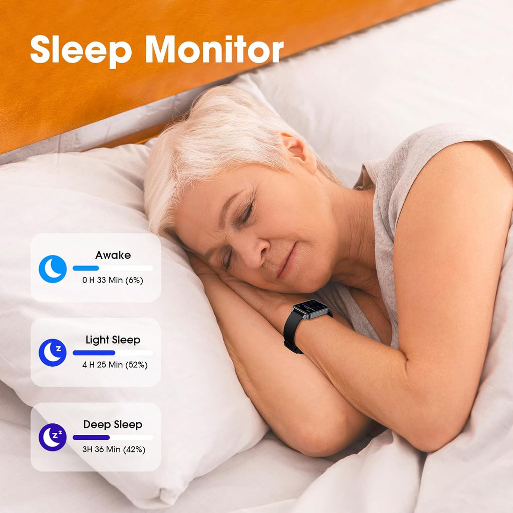 Skiennix Pedometer Watch - Senior-Friendly Waterproof Fitness Tracker with Step Counter & Sleep Monitor