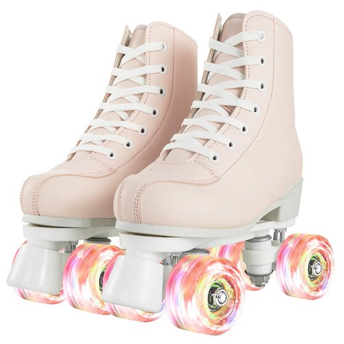 Roller Skates for Women PU Leather Four-Wheel Roller Skates Indoor Outdoor Skating Shoes