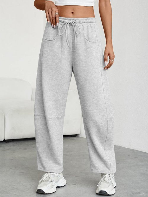 Trendy Queen Barrel Sweatpants Womens Wide Leg Pants Baggy Palazzo Lounge Comfy Flowy Pants Teen Girls Fall Clothes Outfits Grey M