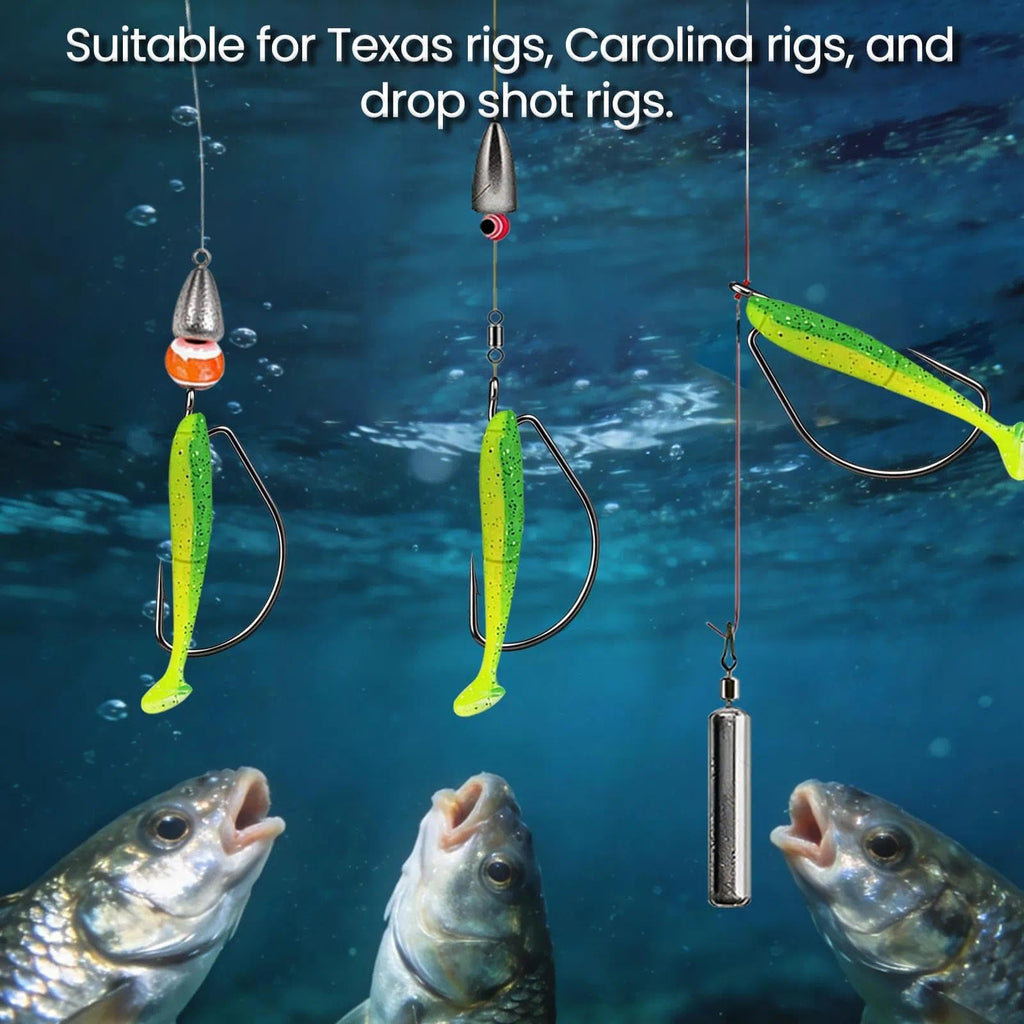 FishTrip 50pcs EWG Hooks for Bass Fishing Hooks, Extra Wide Gap Offset Worm Hook Texas Rig Fish Hooks for Bass Trout Freshwater Saltwater 3/0