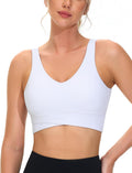 The Gym People Women's Padded Sports Bra - V-Neck Wireless Stretchy Crop Top for Yoga & Workouts