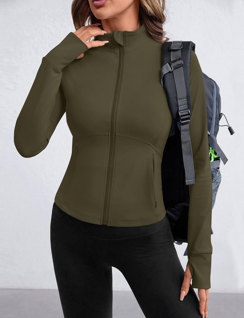 Avoogue Women's Lightweight Active Jacket - Full Zip Workout & Yoga Outerwear with Pockets